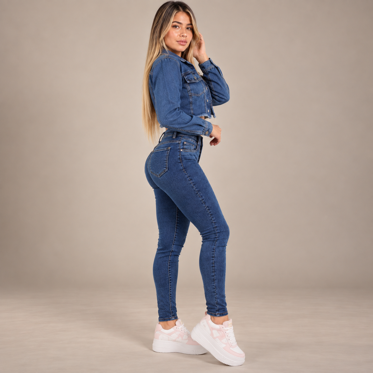 Skinny Azul 5 Botones - vista 3